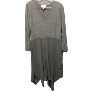 Linea by Louis Dell’Olio Charcoal Gray 3/4 Sleeve Tunic Top with Chiffon Small
